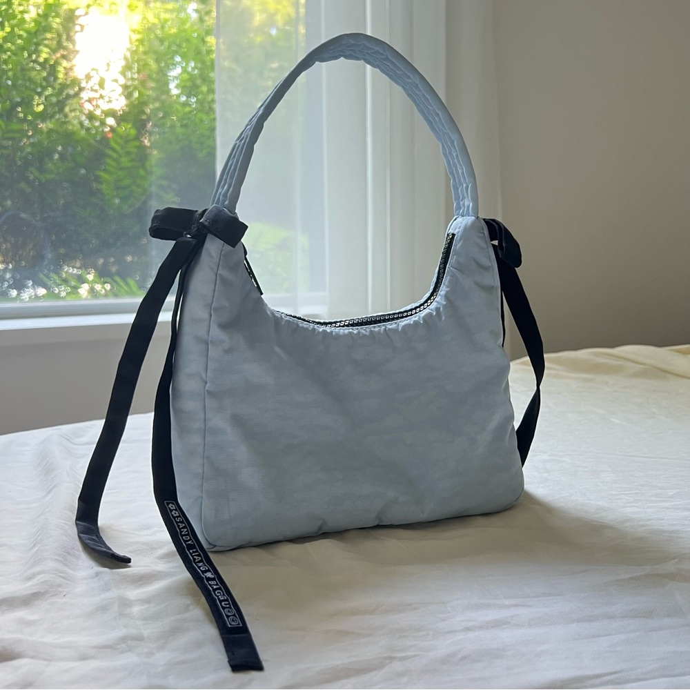Sandy Liang x Baggu nylon shoulder bow bag in blue